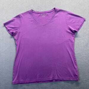 Eddie‎ Bauer Women’s  Size Large Blouse Short Sleeve Casual,Cotton,Purple